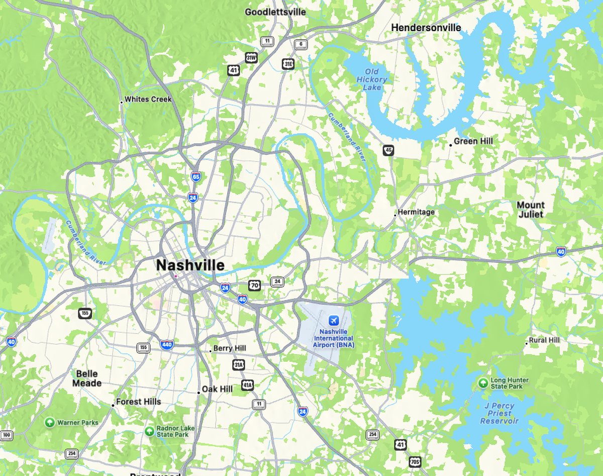Map of Nashville and the surrounding towns we serve